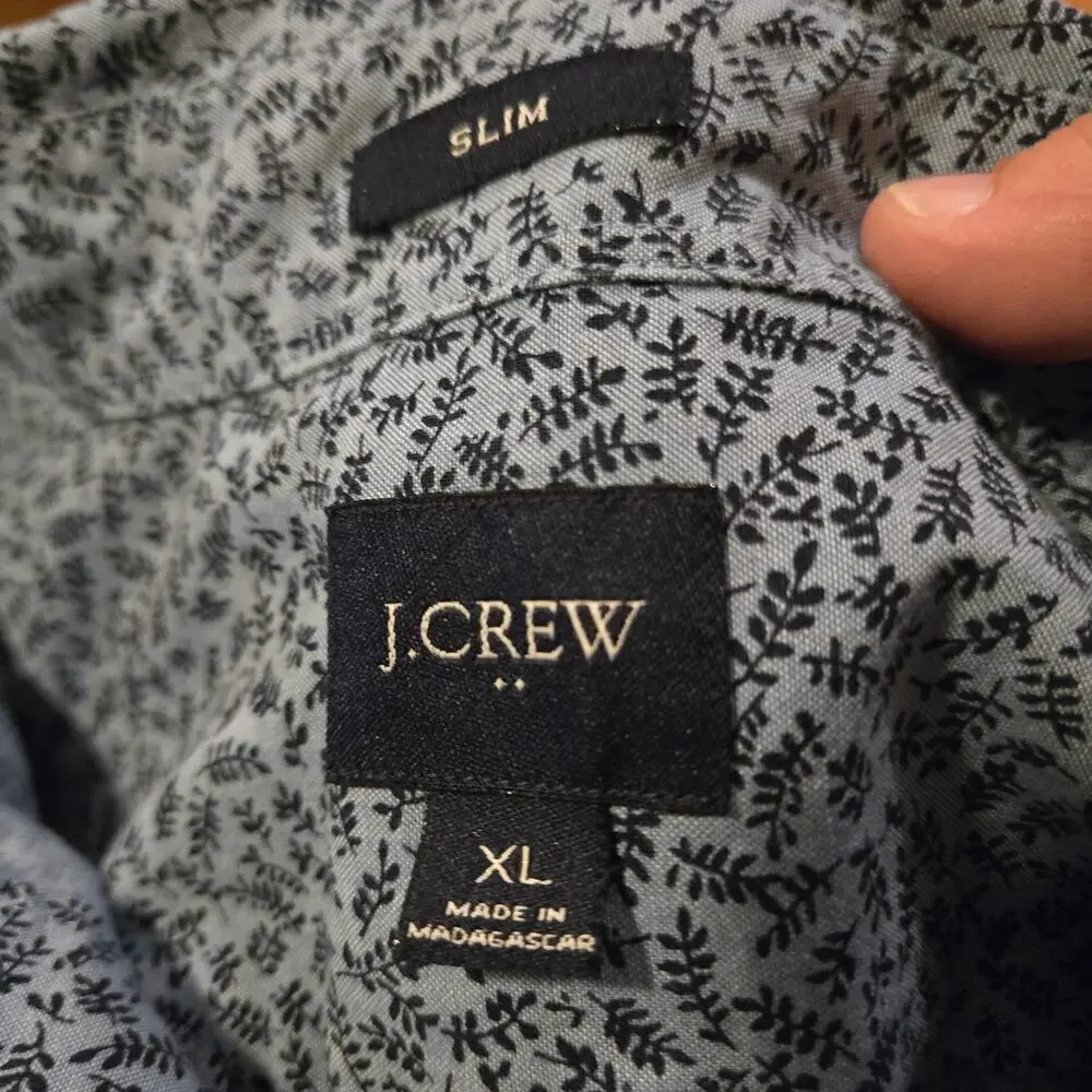 J.Crew Slim Fit Blue Floral Short Sleeve Button Down Shirt XL